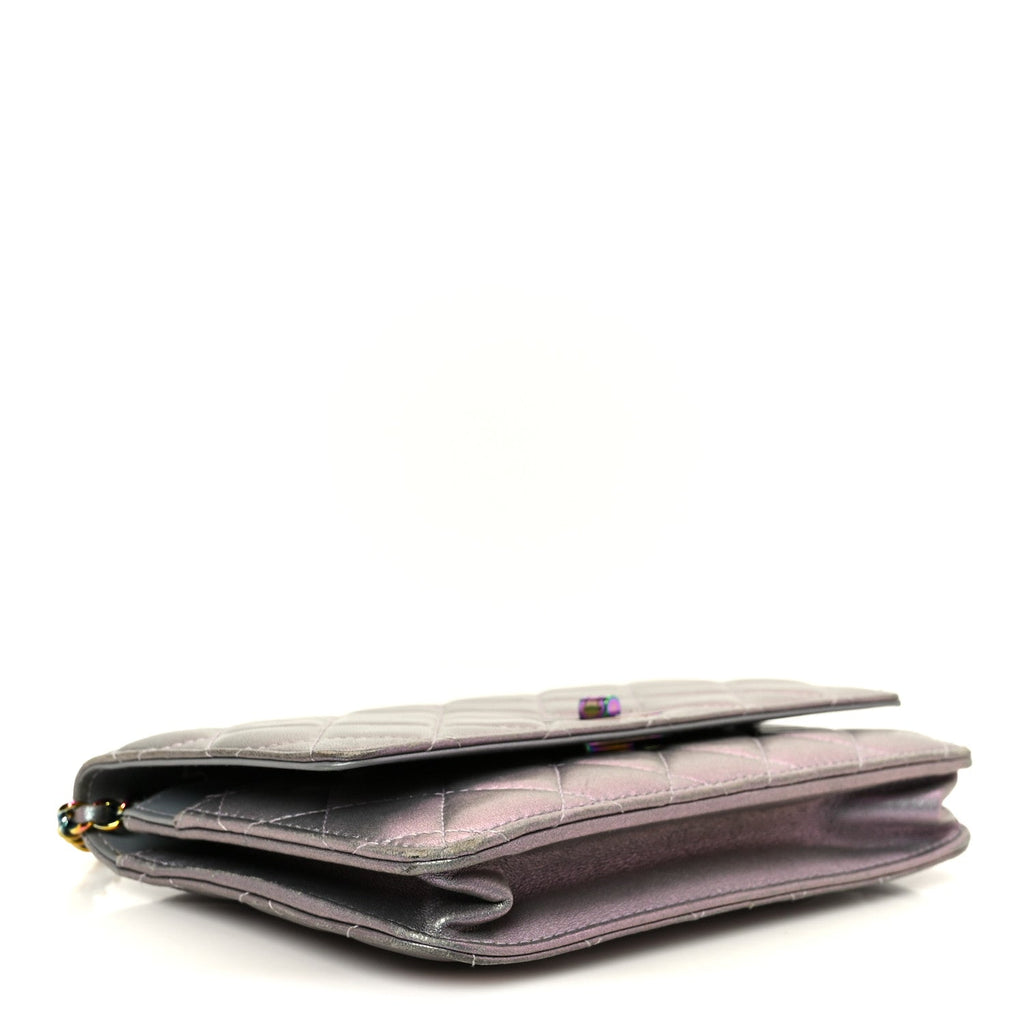Chanel Iridescent Lambskin Quilted Reissue Wallet On Chain WOC Light Purple