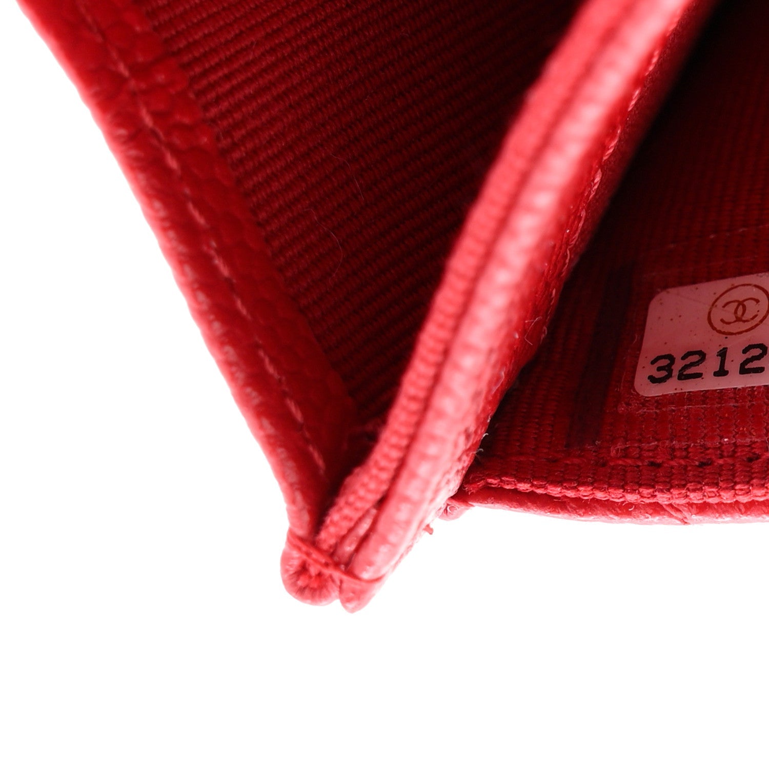 Caviar Quilted Flap Card Holder Wallet Red