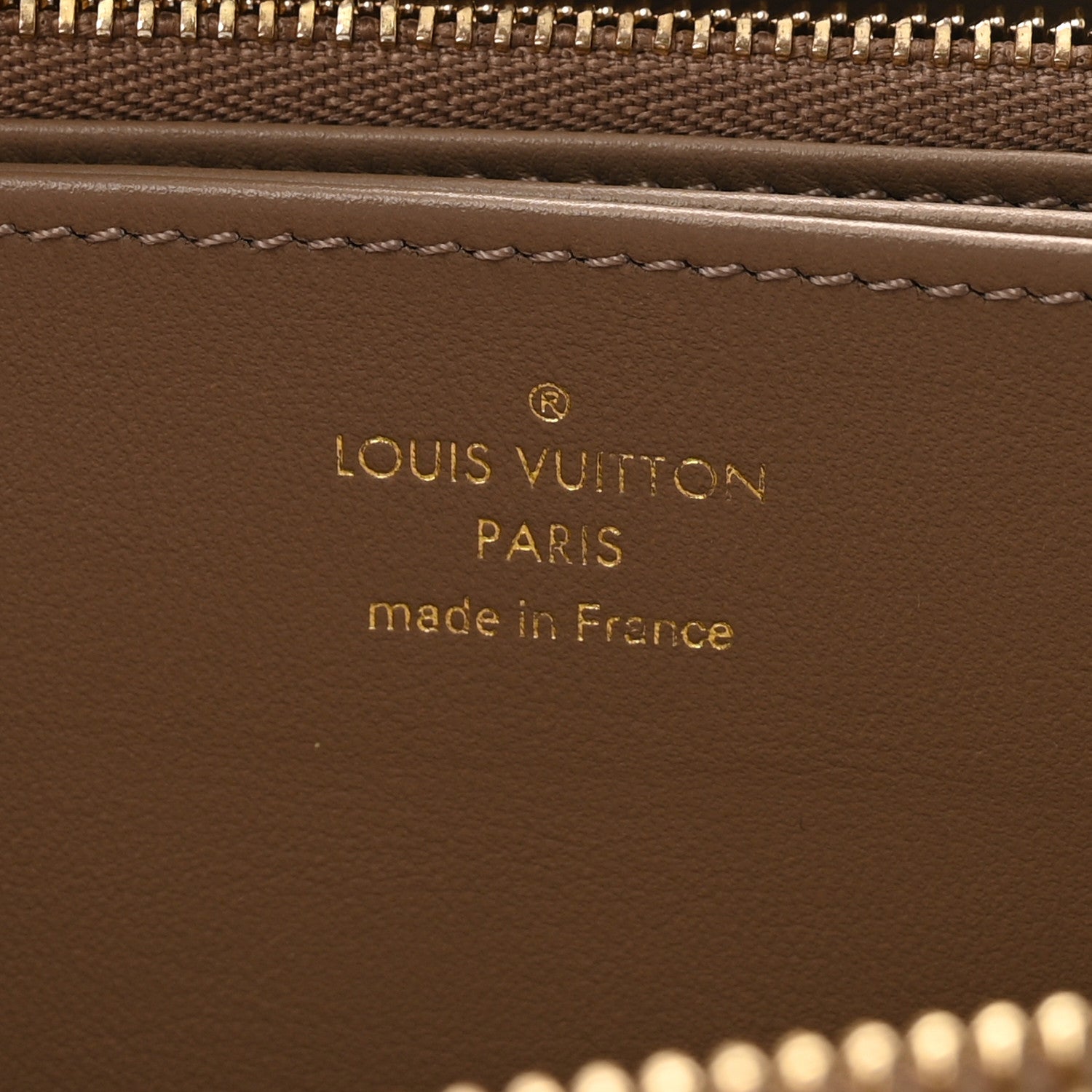 Louis Vuitton Lambskin Embossed Monogram Coussin Zippy Wallet Taupe