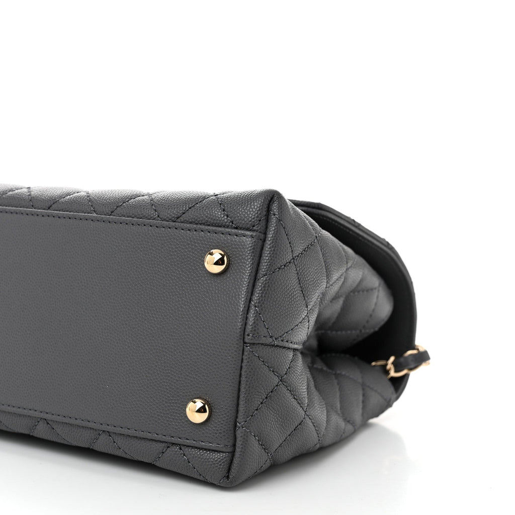 Chanel Caviar Quilted Small Coco Handle Flap Dark Grey