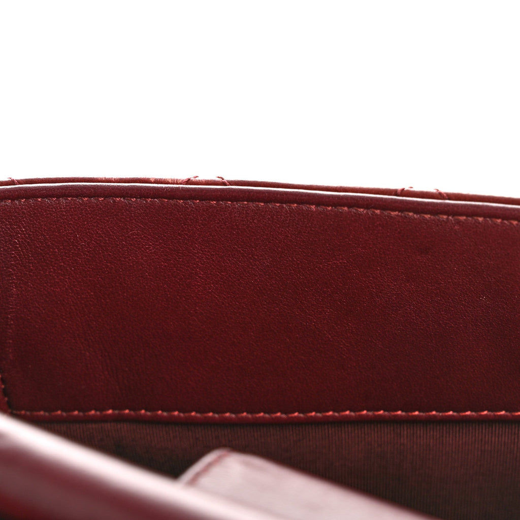Chanel Glazed Calfskin Quilted Small Gold Bar Tote Red