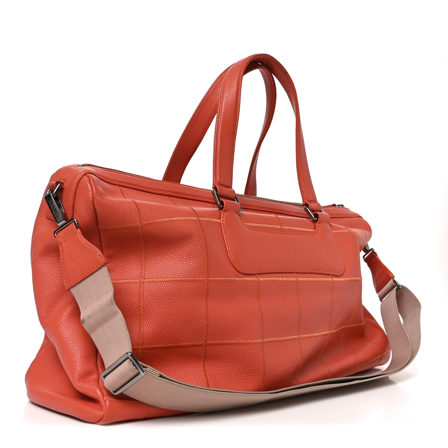 Chanel Caviar Square Stitched Large Tote Orange