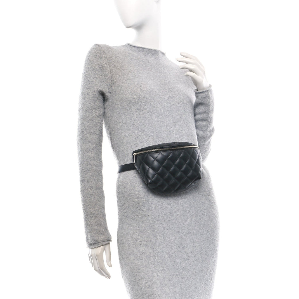 Chanel Calfskin Quilted Waist Belt Bag Black
