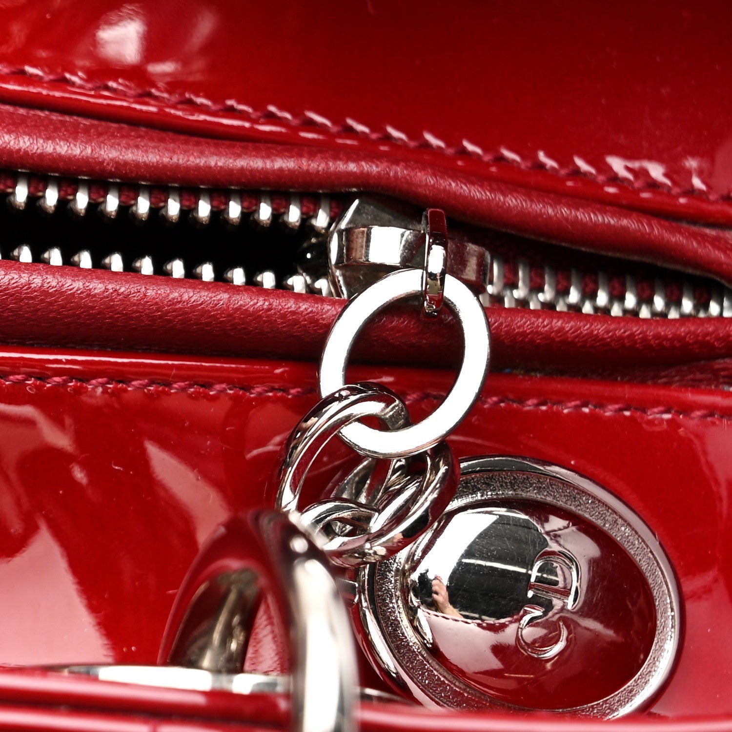 Christian Dior Patent Cannage Medium Lady Dior Red