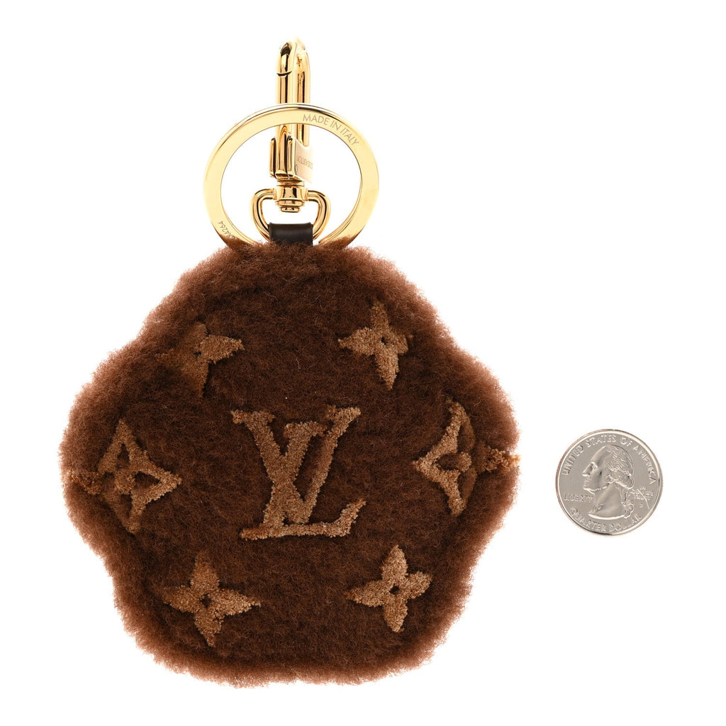 Louis Vuitton Shearling LV Paw Key Holder Bag Charm Brown