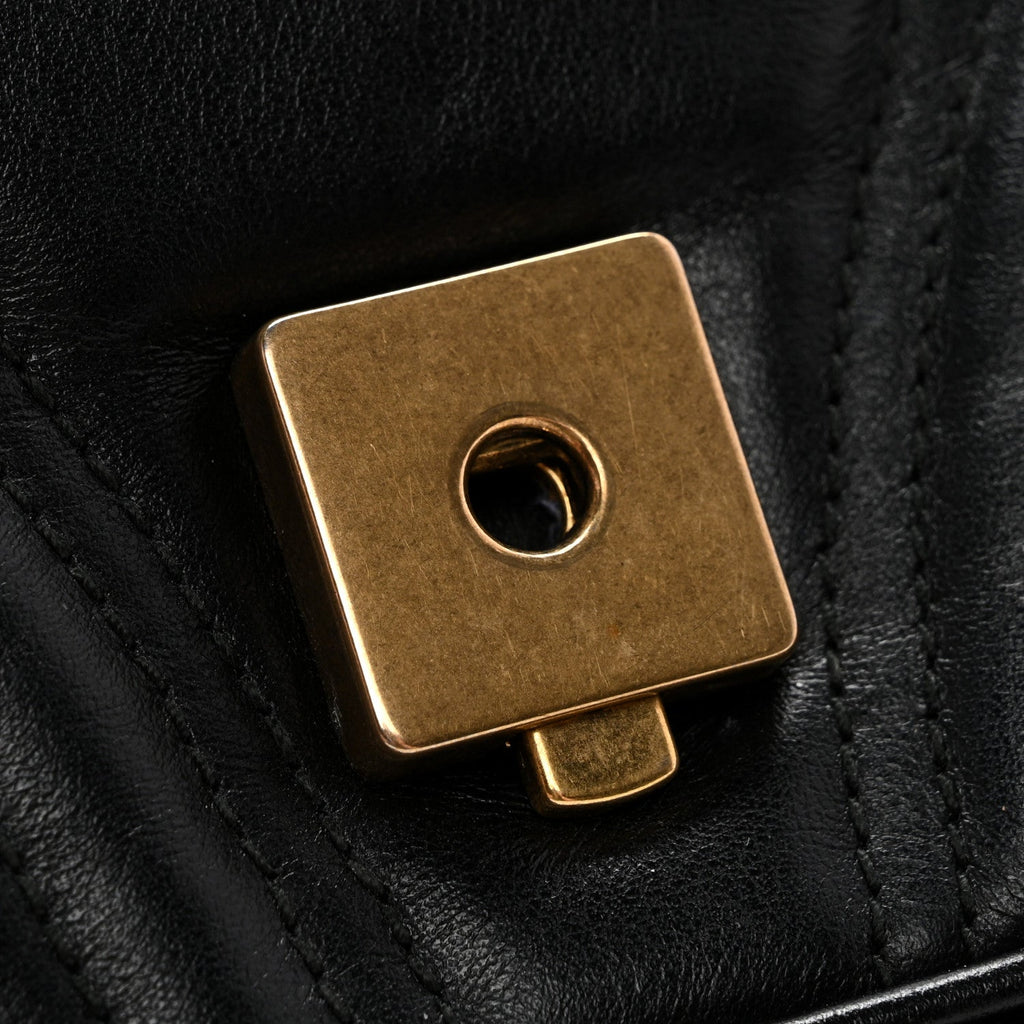 Gucci Calfskin Matelasse Small GG Marmont Shoulder Bag Black