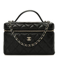 Chanel Caviar Quilted Top Handle Slim Vanity With Chain Black