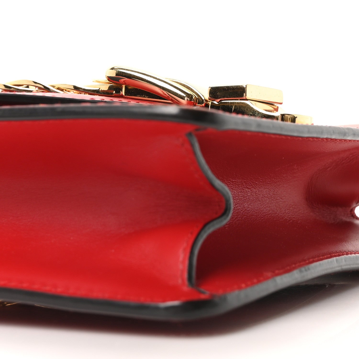 Gucci Calfskin Mini Sylvie Chain Shoulder Bag Hibiscus Red