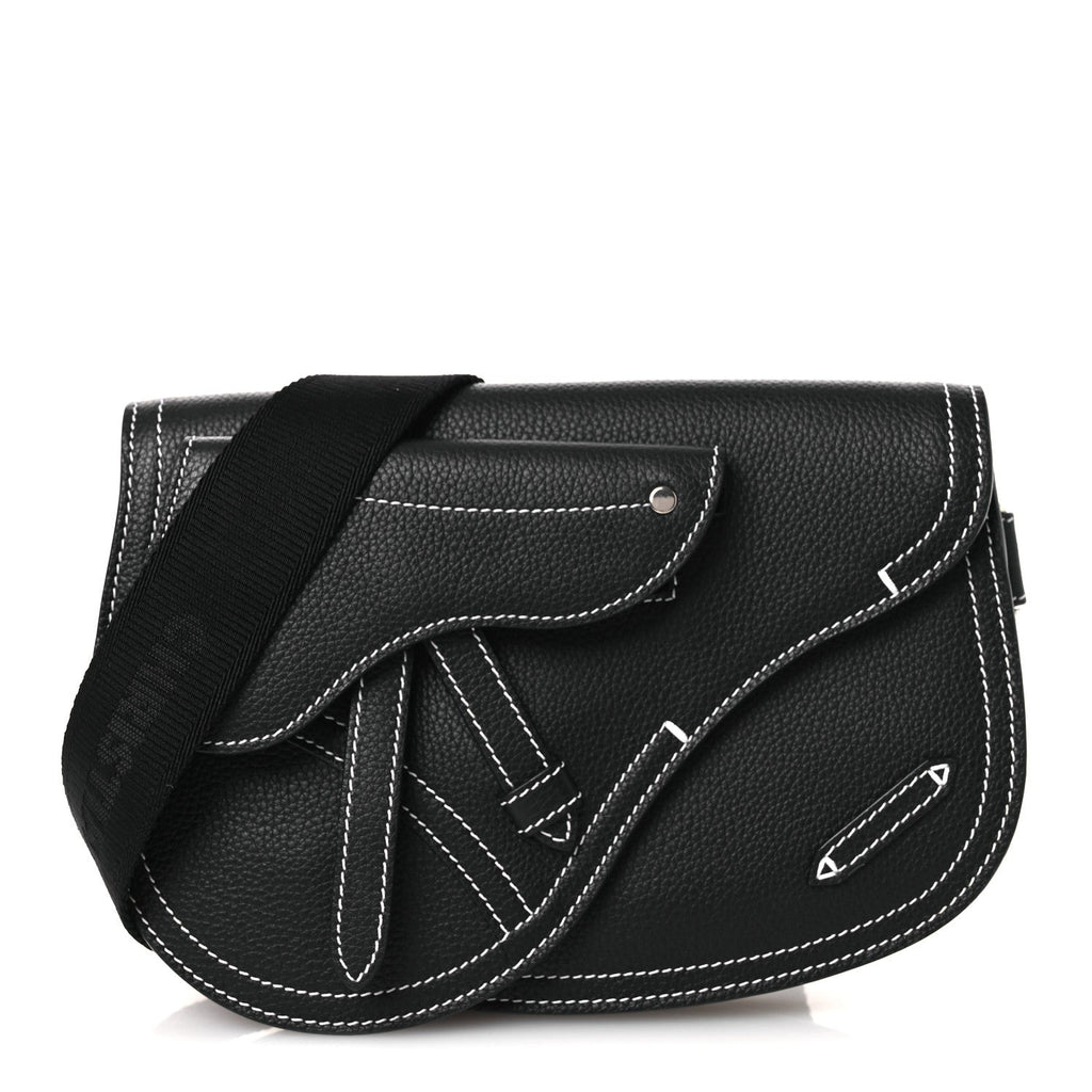 Christian Dior X KAWS Grained Calfskin Saddle Pouch Black