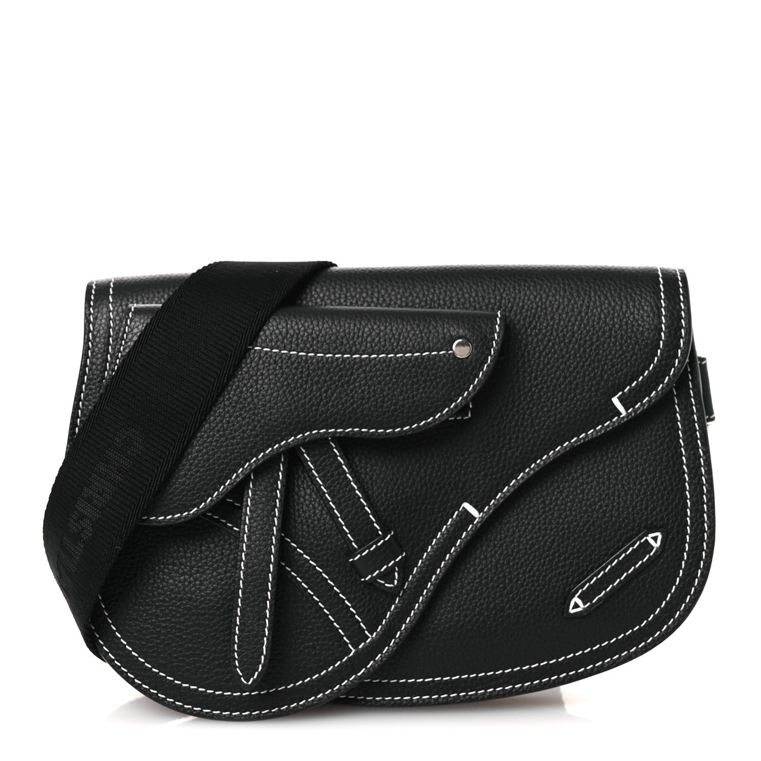 Christian Dior X KAWS Grained Calfskin Saddle Pouch Black