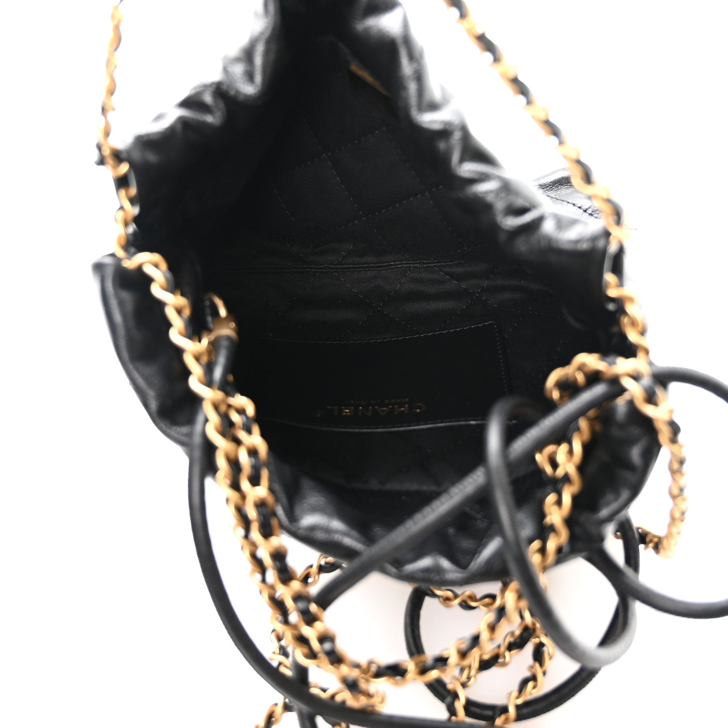 Chanel Shiny Calfskin Quilted Mini Chanel 22 Black