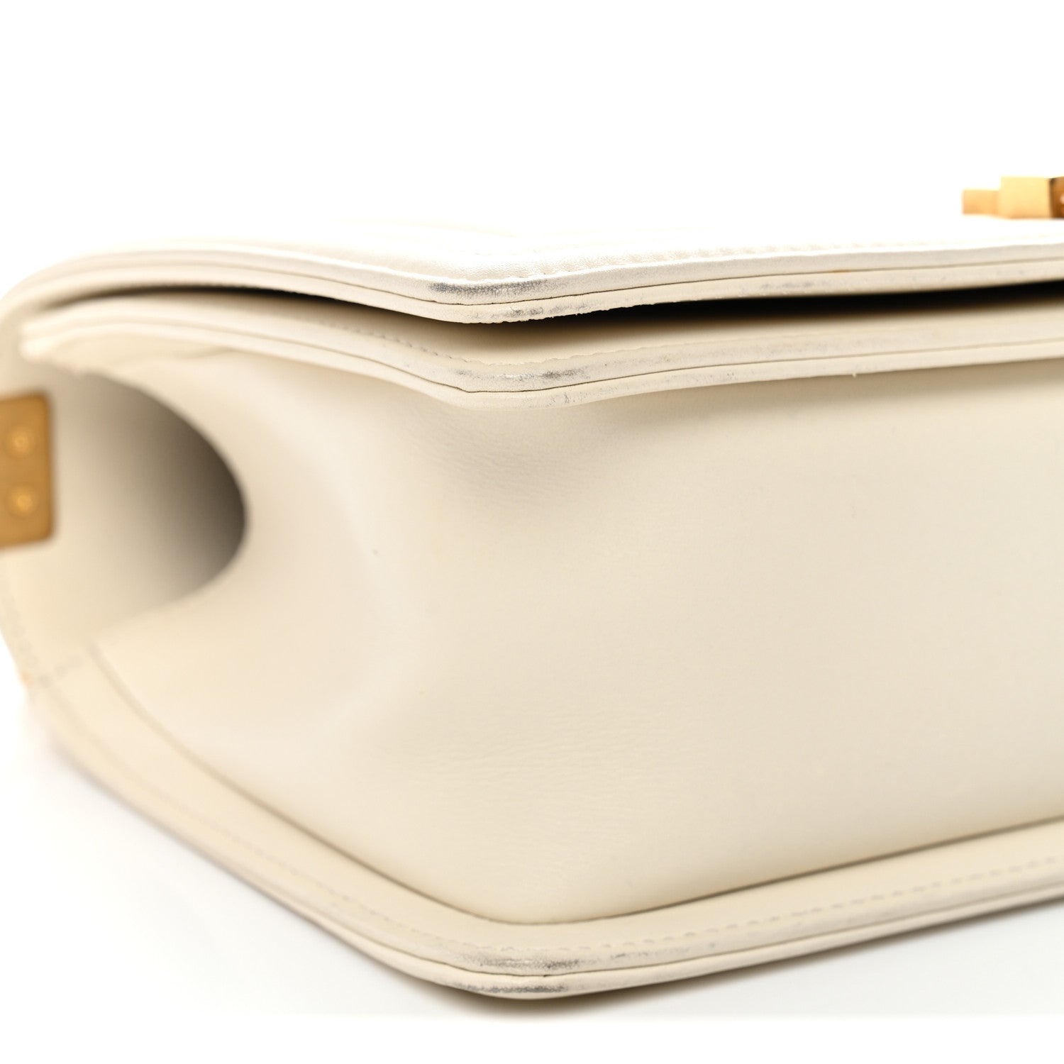 Chanel Caviar Suede Calfskin Chevron Medium Boy Flap White