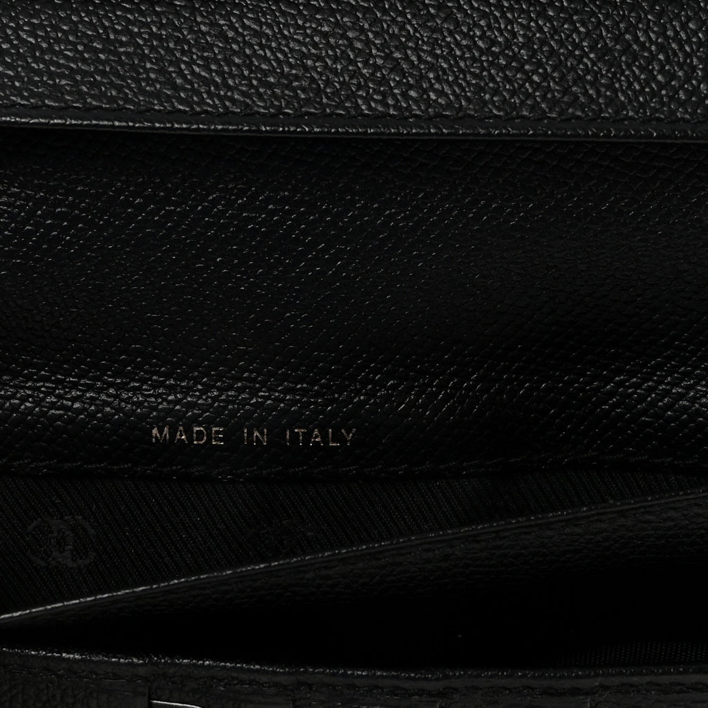 Grained Calfskin CC Button Long Wallet Black