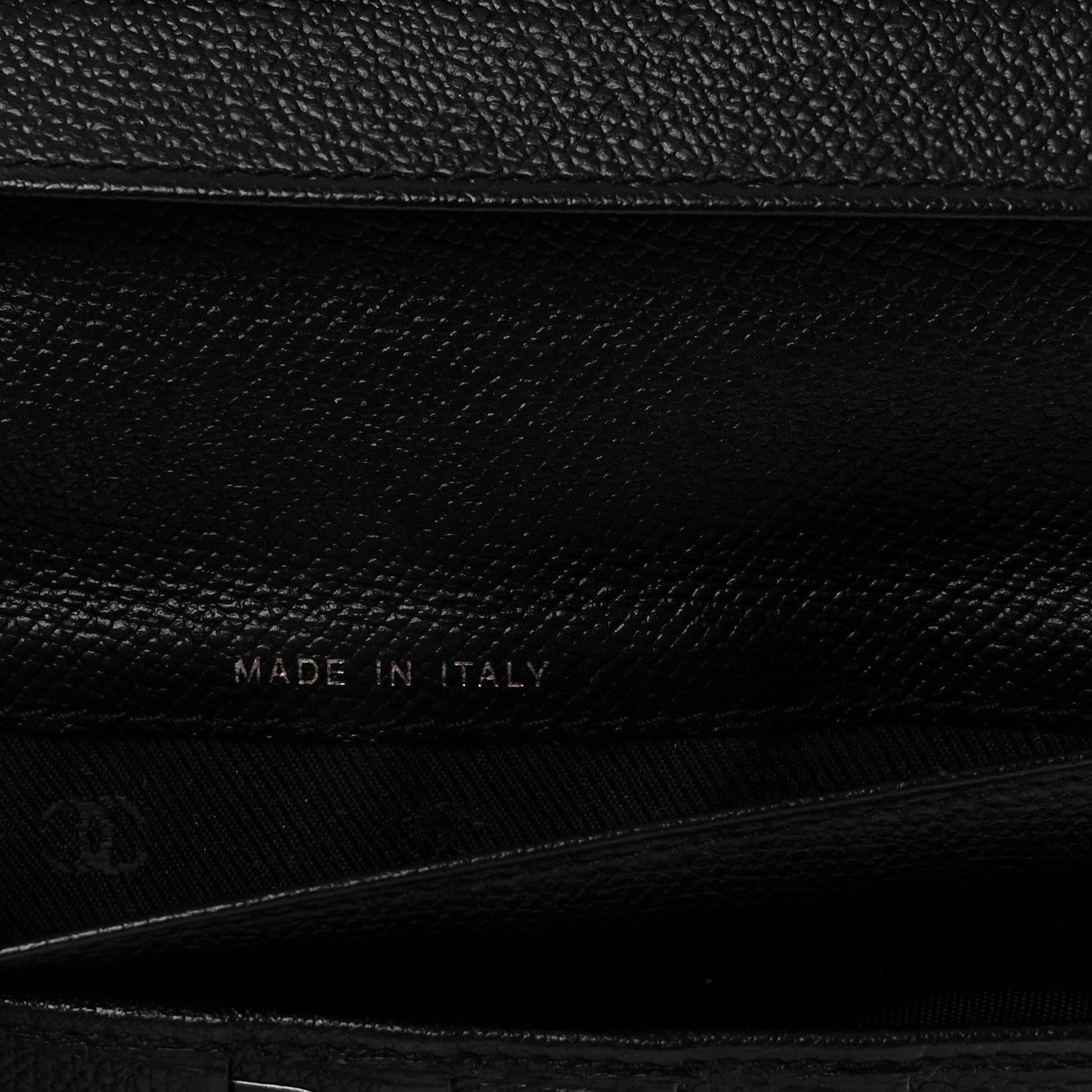 Grained Calfskin CC Button Long Wallet Black