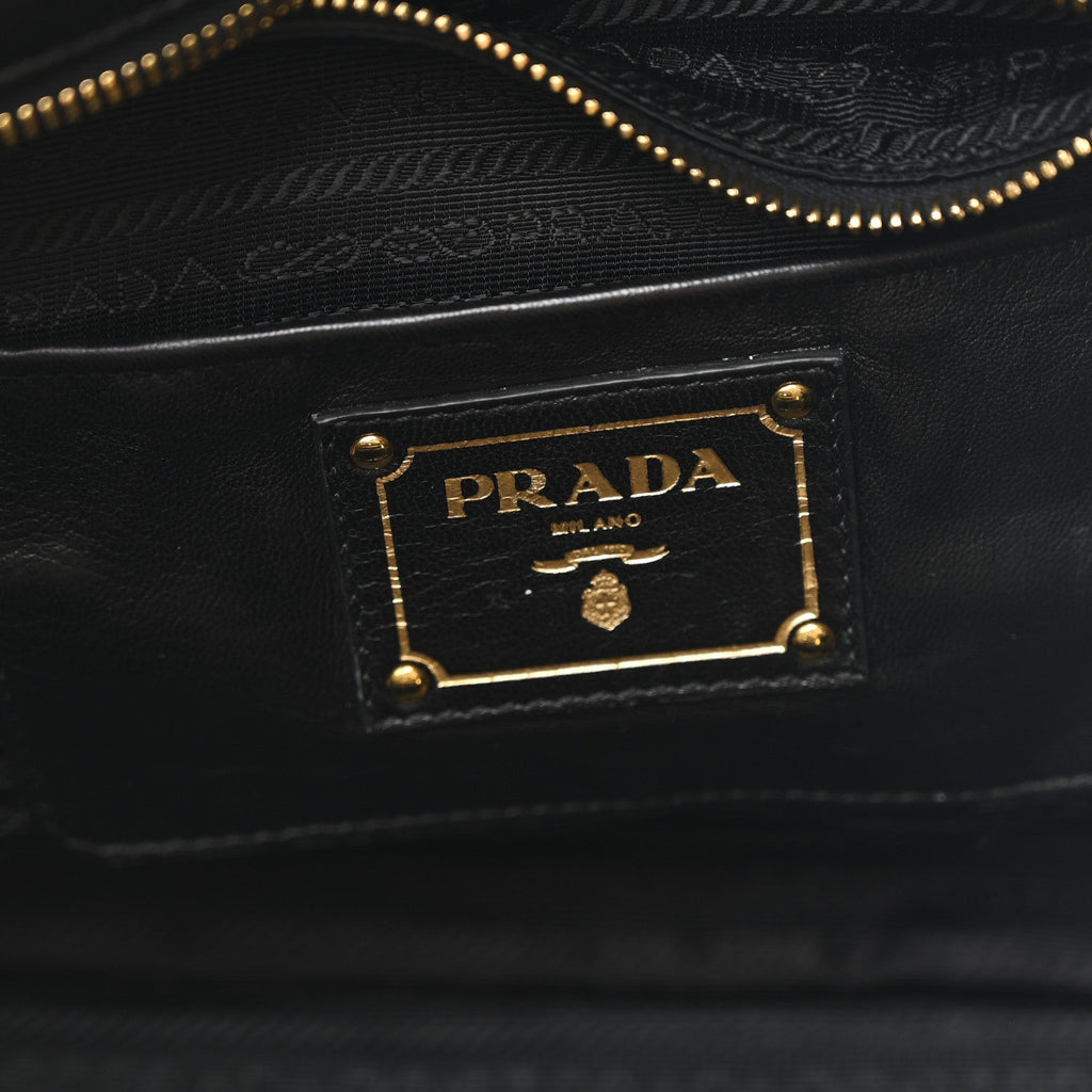 Prada Nappa Gaufre Top Handle Satchel Black