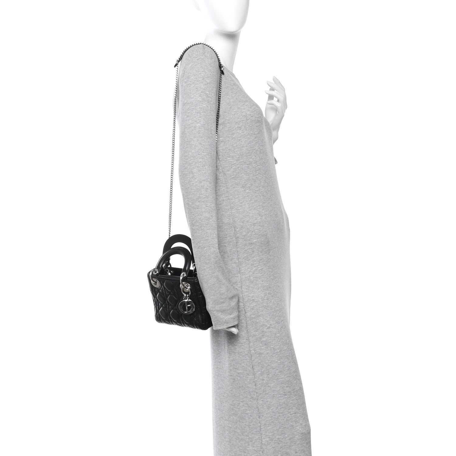 Christian Dior Lambskin Cannage Mini Lady Dior Black