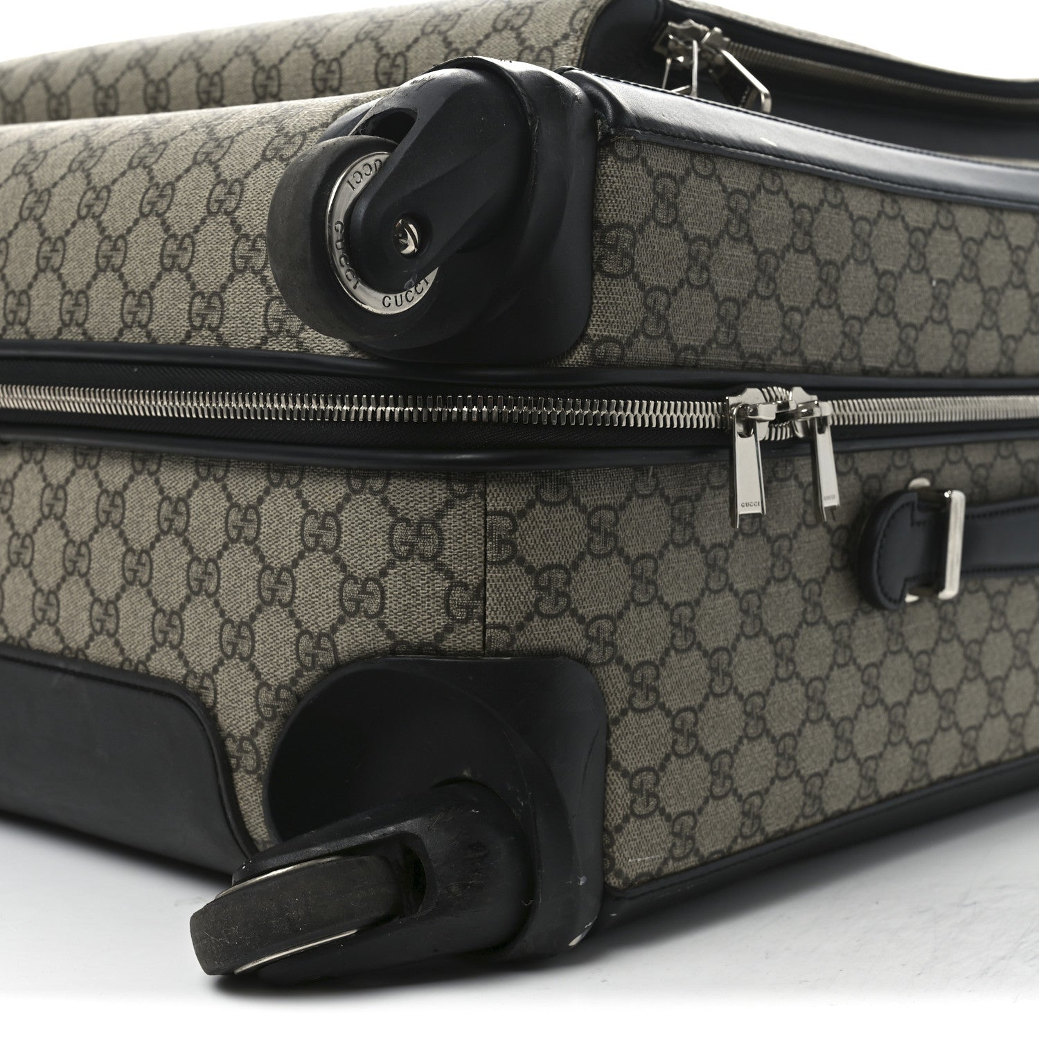 Gucci GG Supreme Monogram Four Wheel Suitcase Black