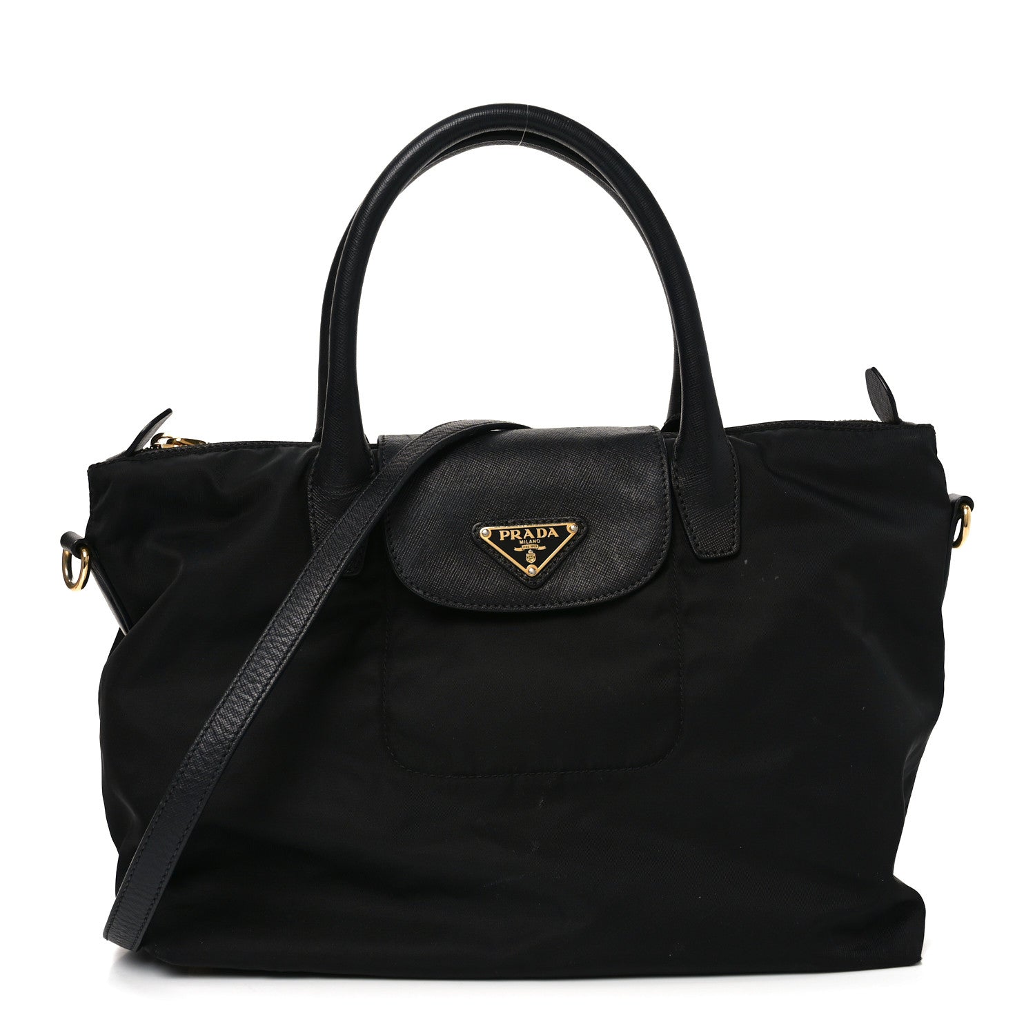 Prada Tessuto Nylon Saffiano Shopping Tote Black