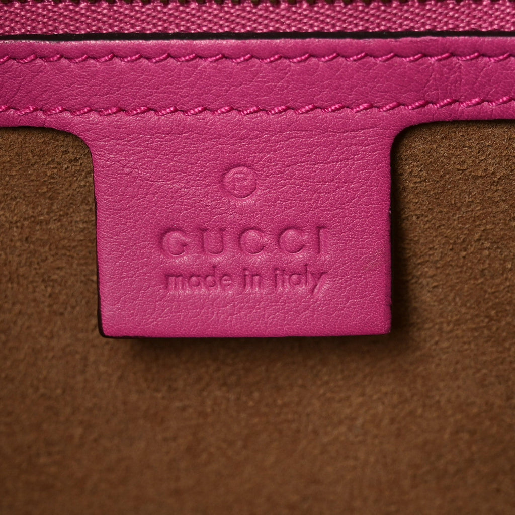Gucci Calfskin Small Top Handle Bag Hibiscus Red New Rosette