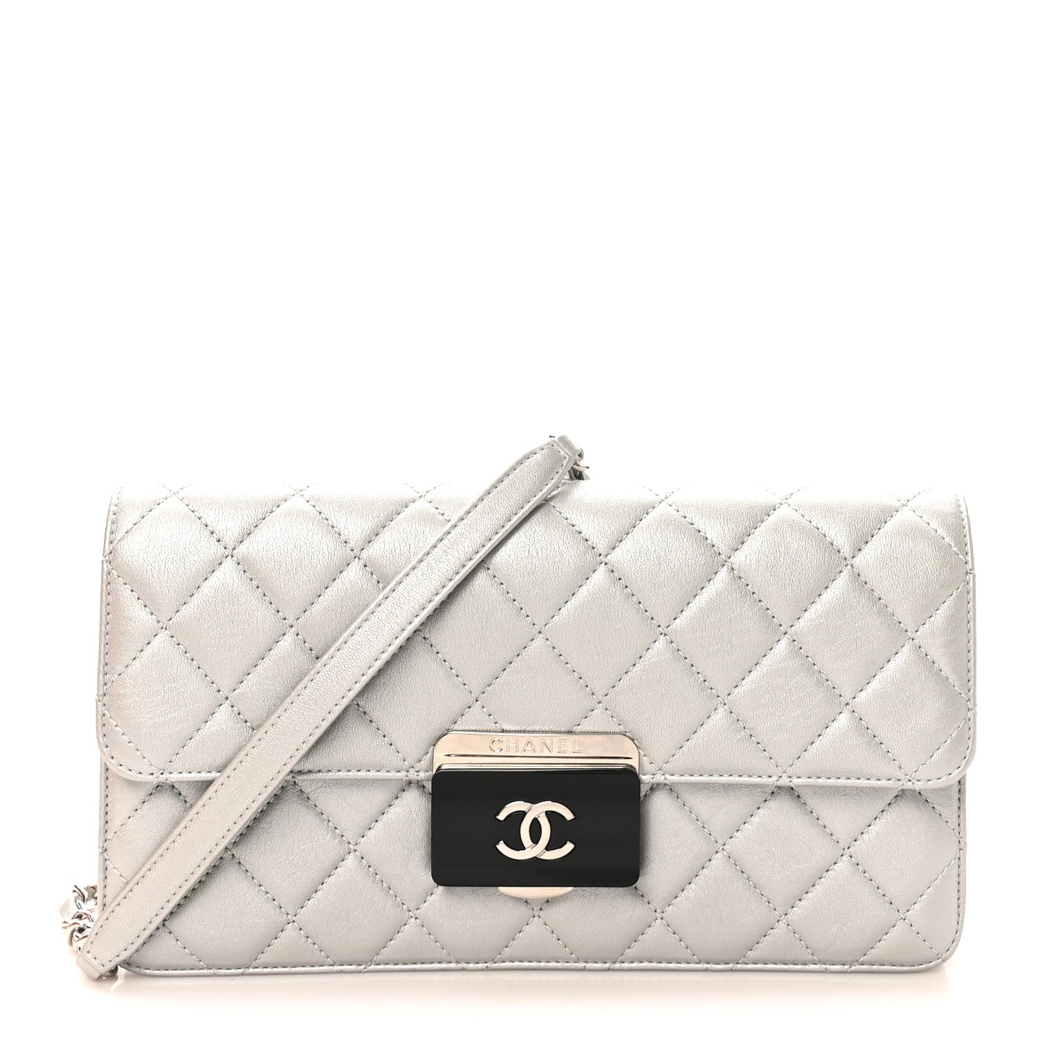 Chanel Metallic Sheepskin Quilted Small Beauty Lock Flap Silver