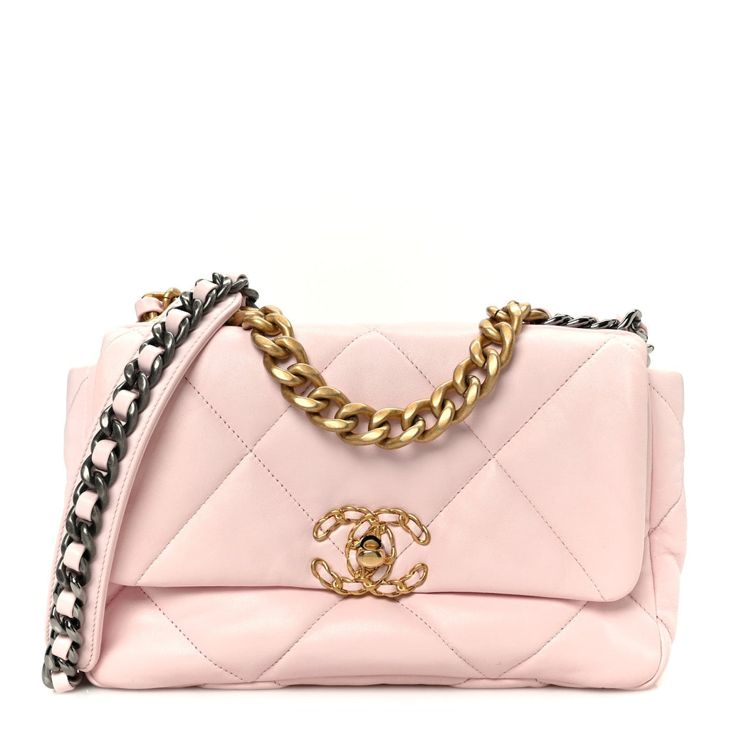 Chanel Lambskin Quilted Medium Chanel 19 Flap Light Pink
