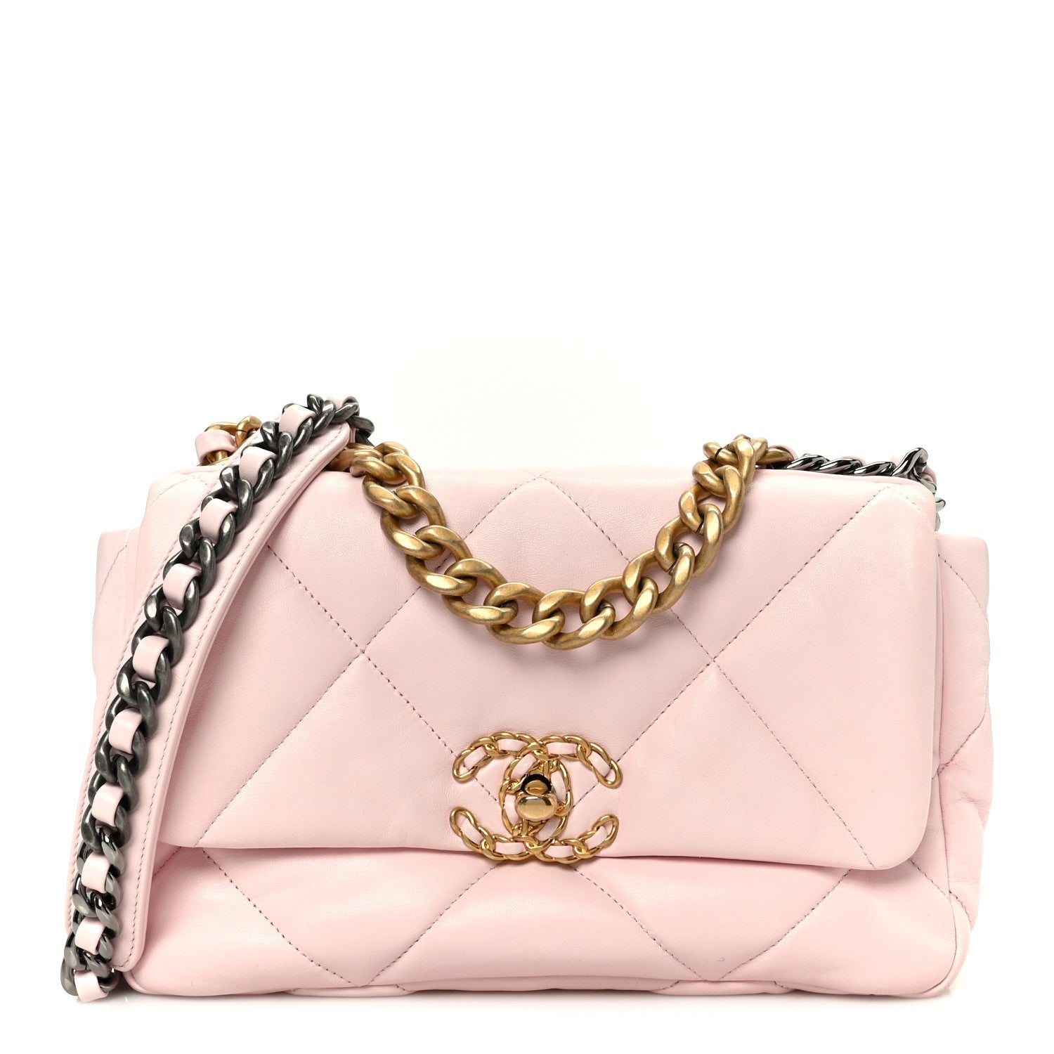 Chanel Lambskin Quilted Medium Chanel 19 Flap Light Pink