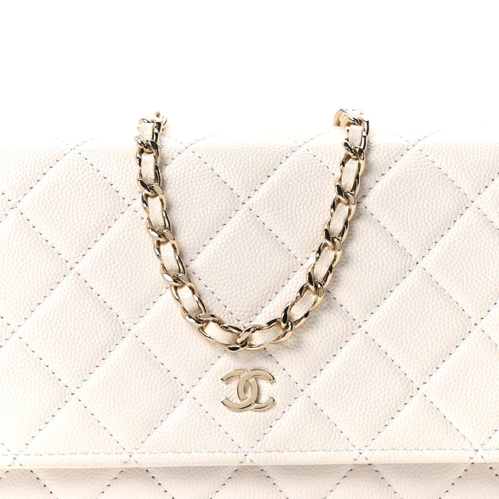 Chanel Caviar Quilted Wallet On Chain WOC White
