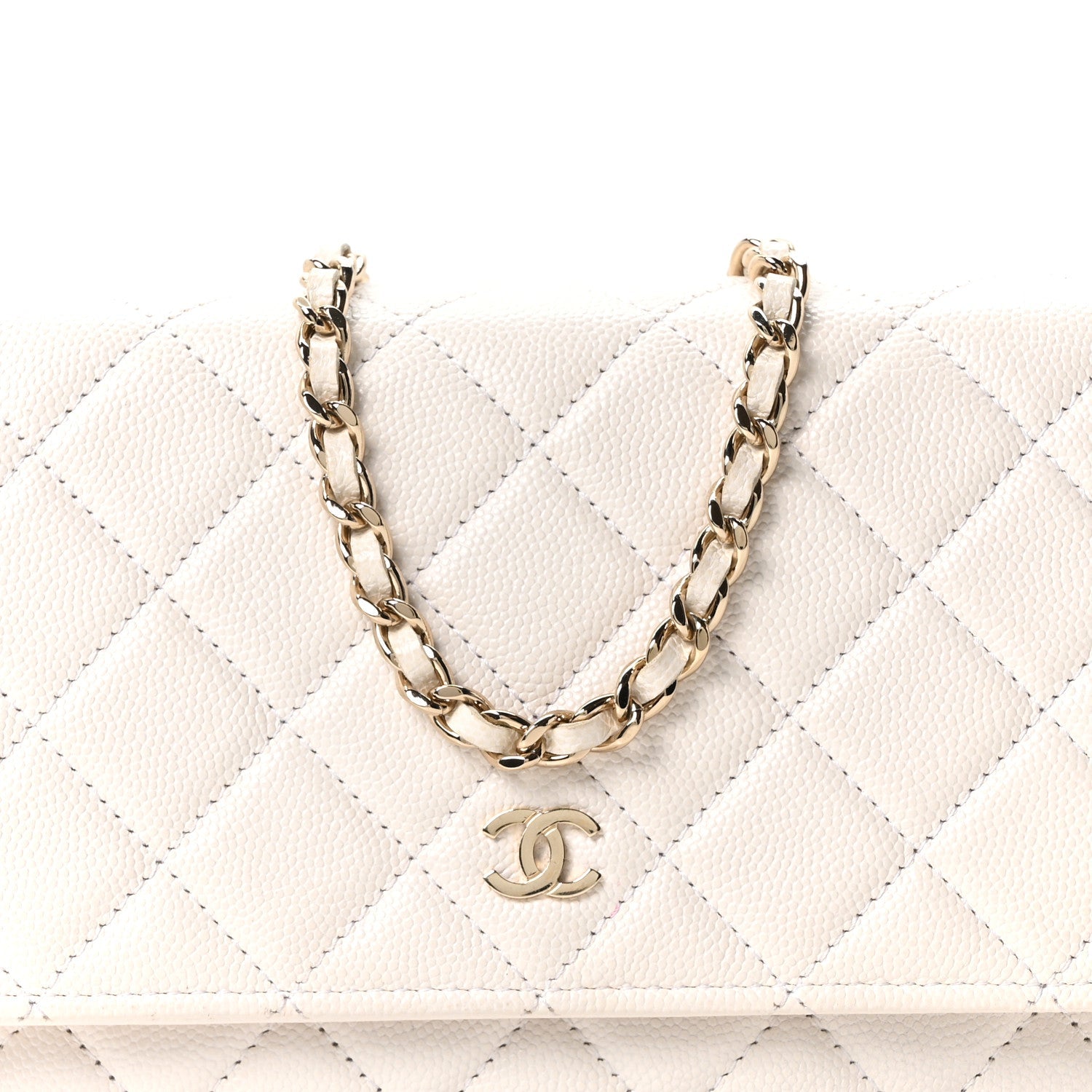 Chanel Caviar Quilted Wallet On Chain WOC White