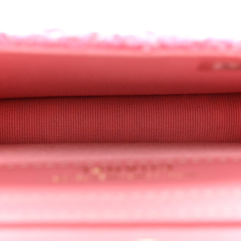 Chanel Tweed Quilted Flap Chain Waist Bag Pink