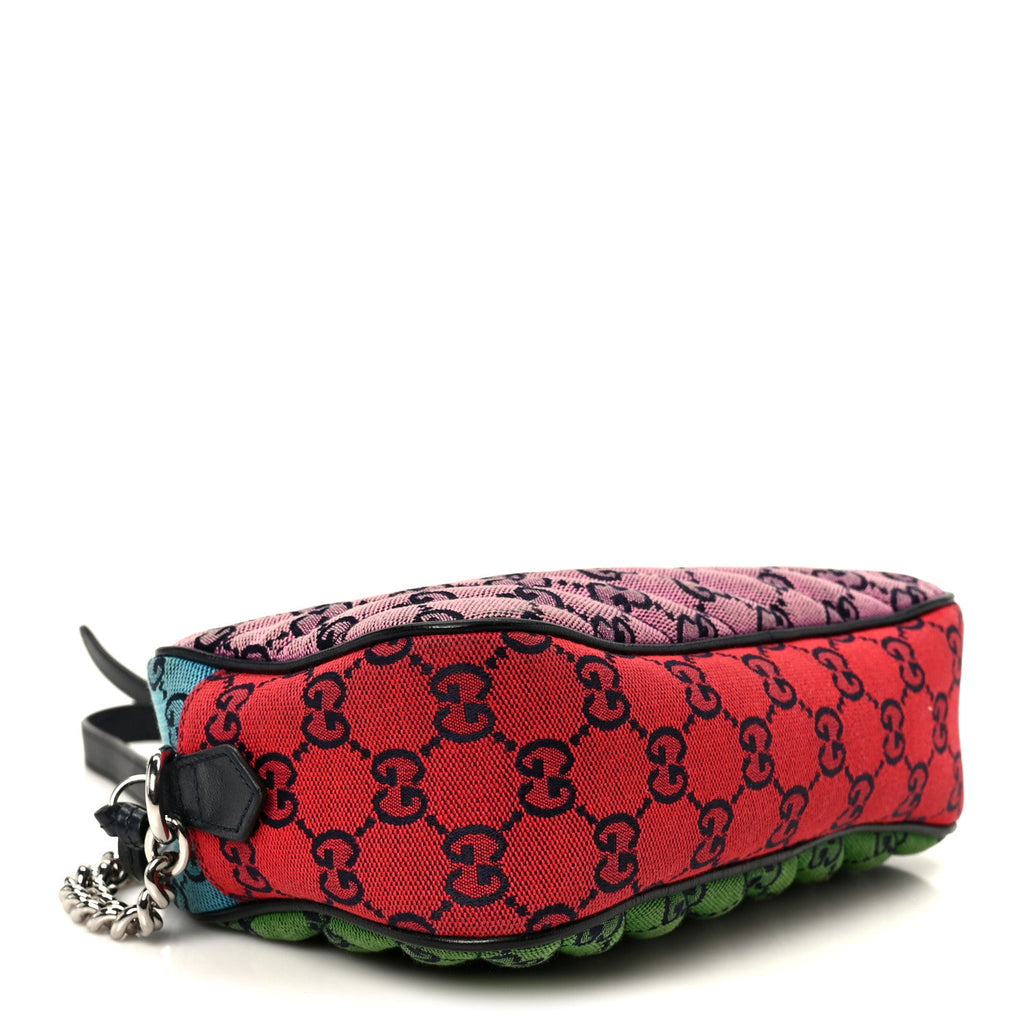 Gucci Monogram Multicolor Matelasse Diagonal Small GG Marmont Chain Shoulder Bag Pink Blue Green Red Light Blue