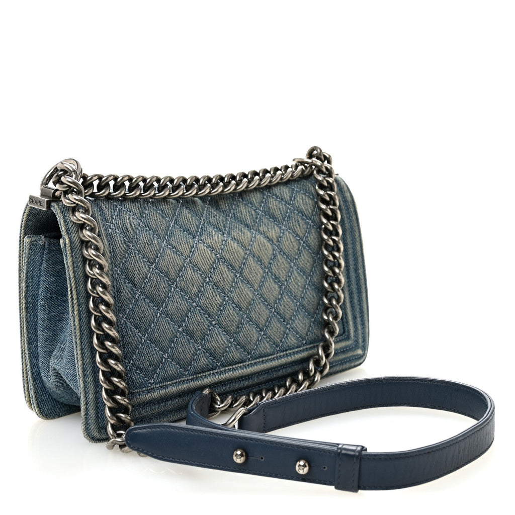 Chanel Denim Quilted Medium Boy Flap Blue