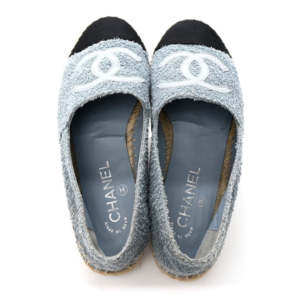 Fabric Grosgrain CC Espadrilles 38 Blue Light Gray Black