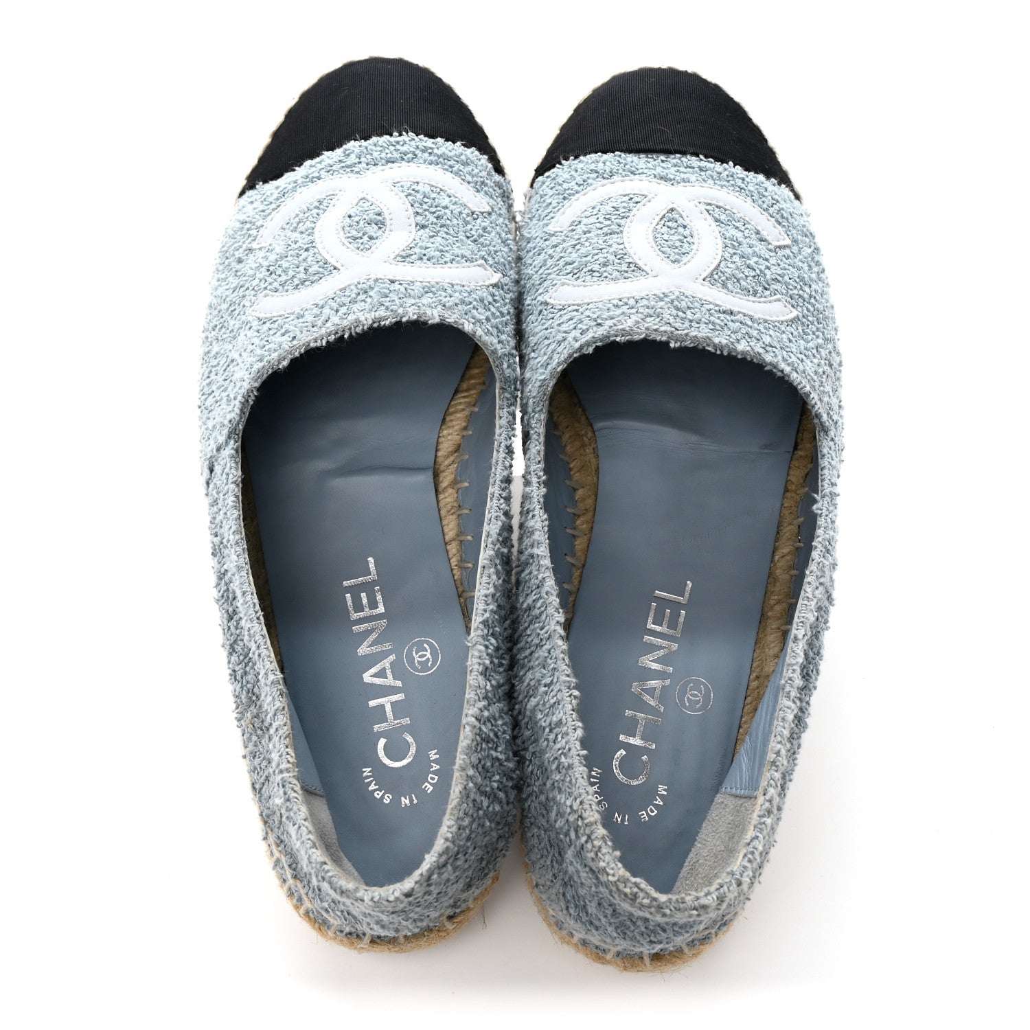 Fabric Grosgrain CC Espadrilles 38 Blue Light Gray Black