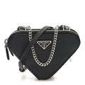 Prada Saffiano Mini Triangle Crossbody Pouch Black