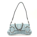 Gucci Nappa Vertical Matelasse Medium Maxi Horsebit Chain Shoulder Bag Crystal Snow
