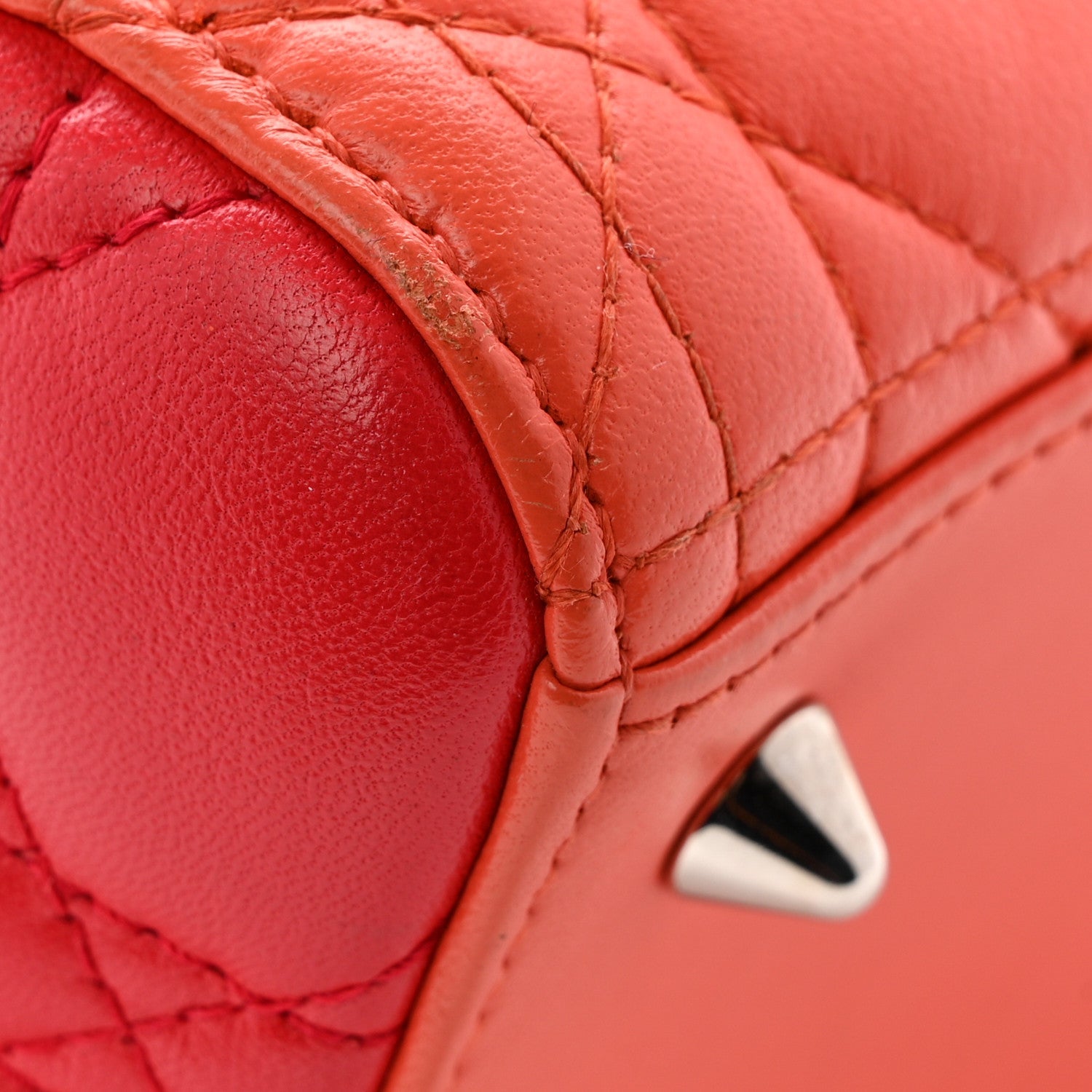 Christian Dior Lambskin Cannage Medium Bi-Color Lady Dior Orange Fuchsia