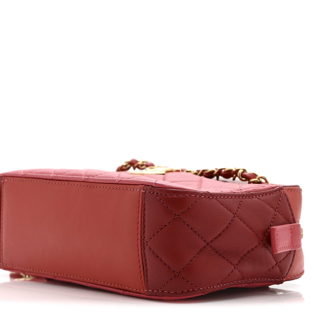 Chanel Goatskin Quilted Small In & Out Camera Case Pink Red