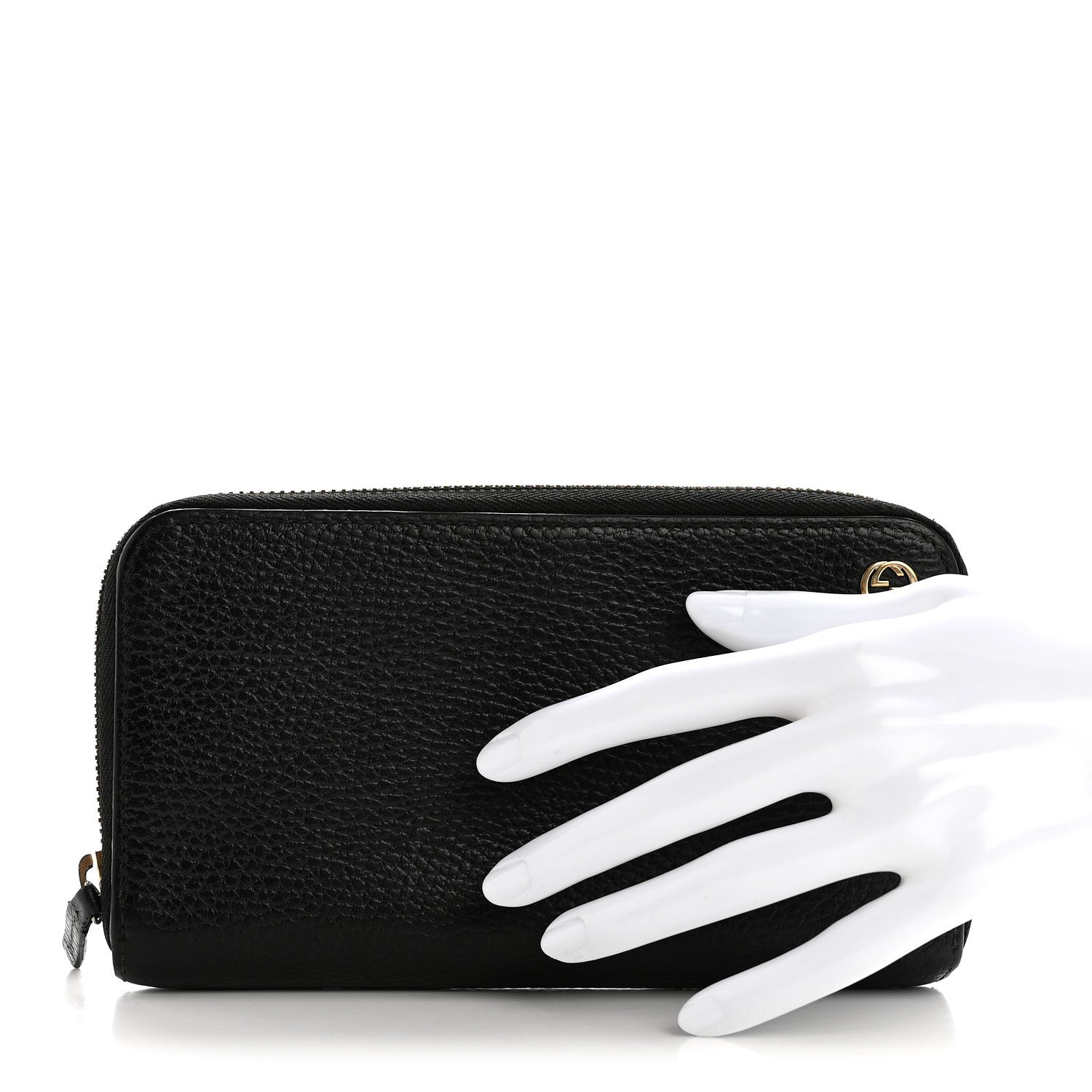 Gucci Dollar Calfskin GG Zip Around Wallet Black