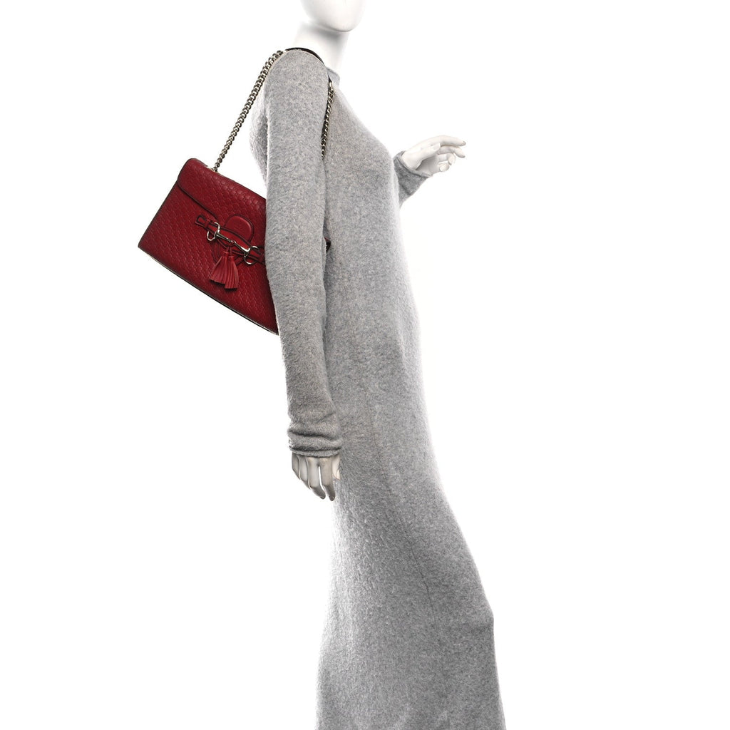 Gucci Microguccissima Medium Emily Chain Shoulder Bag Red