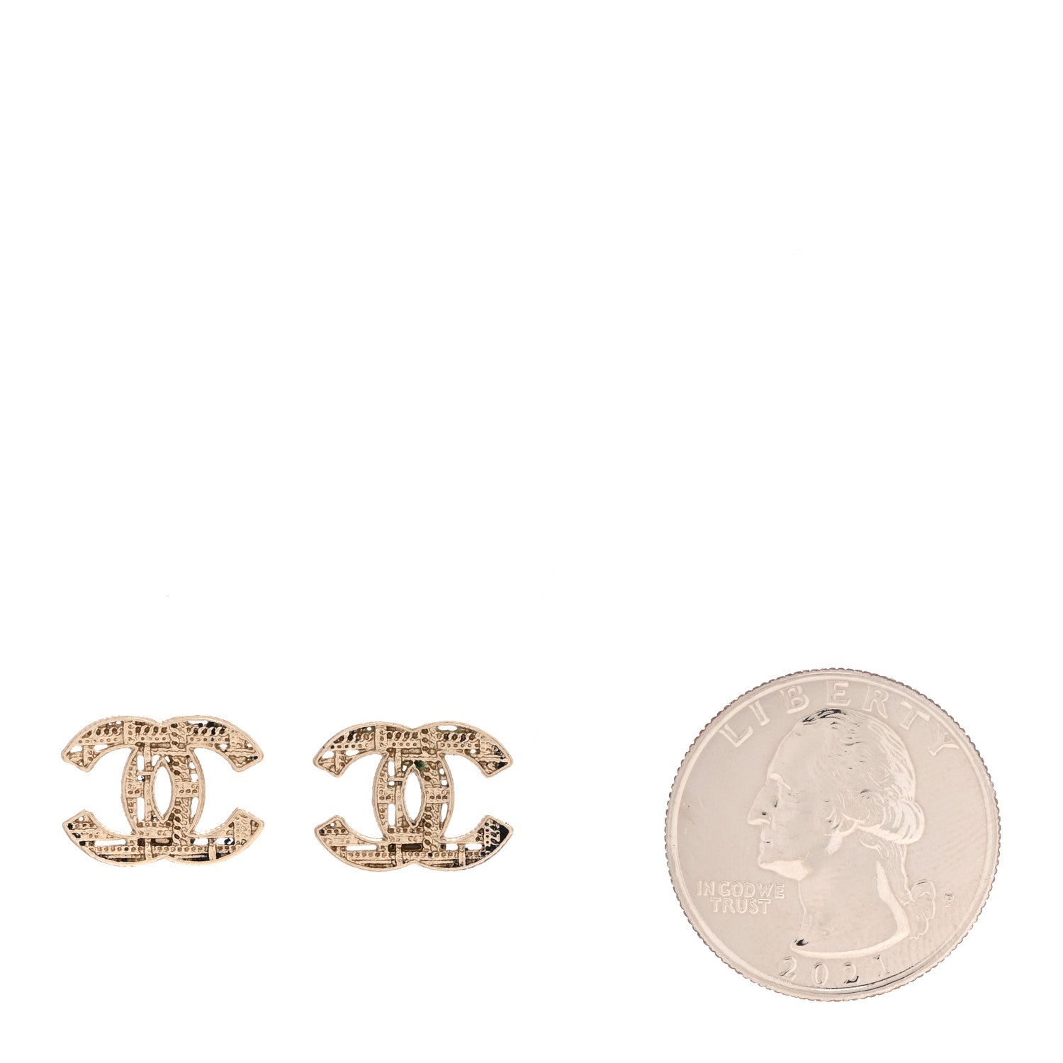 Chanel Tweed Effect CC Earrings Gold