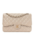 Chanel Iridescent Caviar Quilted Jumbo Double Flap Beige