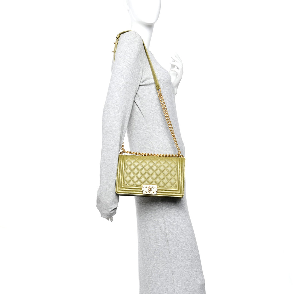 Chanel Caviar Quilted Medium Boy Flap Green