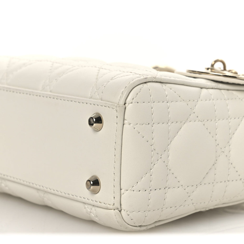 Christian Dior Lambskin Cannage Mini Lady Dior White