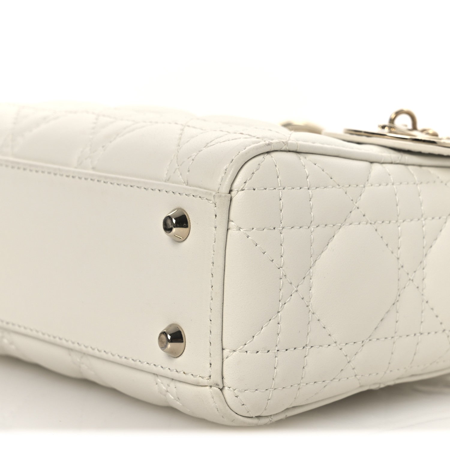 Christian Dior Lambskin Cannage Mini Lady Dior White