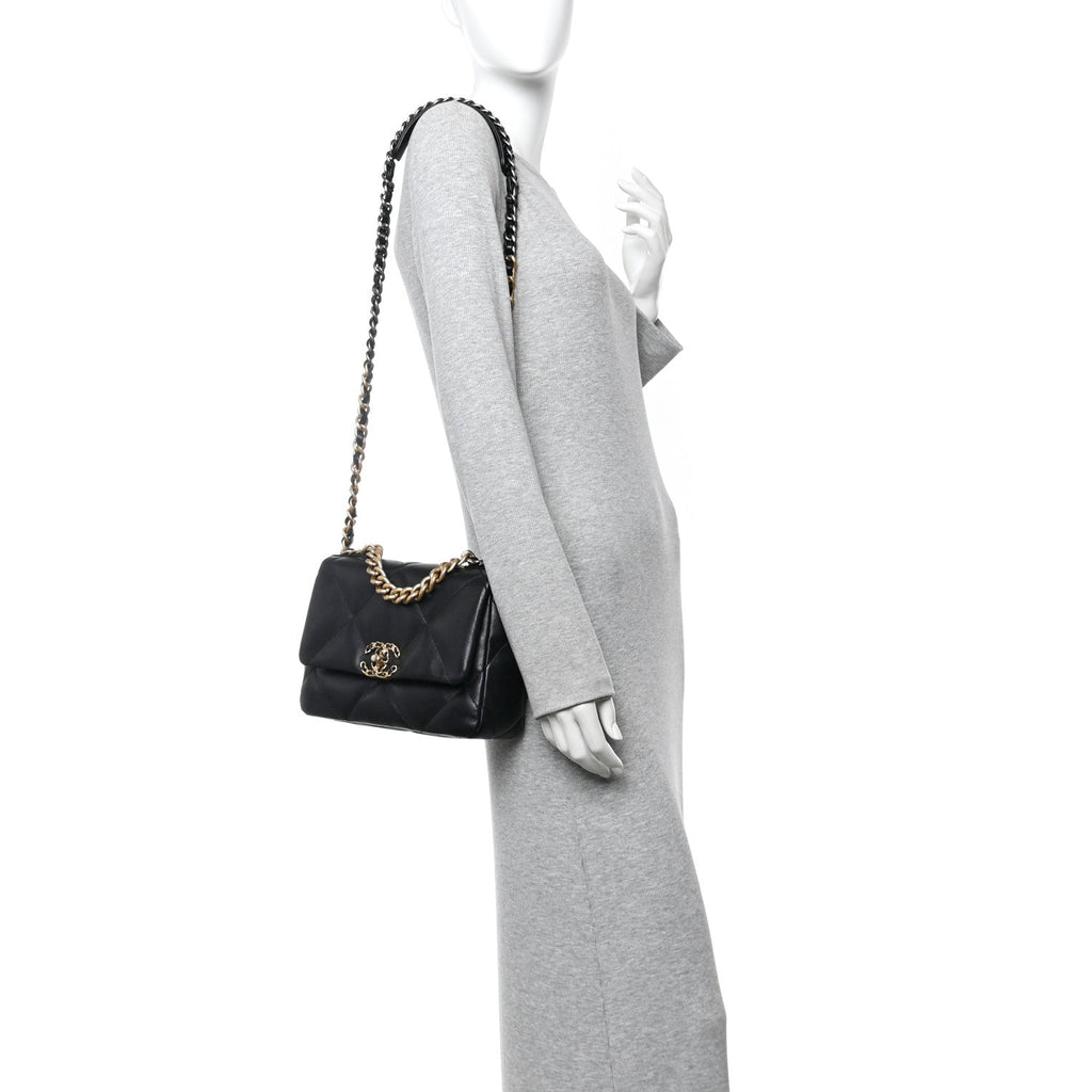 Chanel Lambskin Quilted Medium Chanel 19 Flap Black