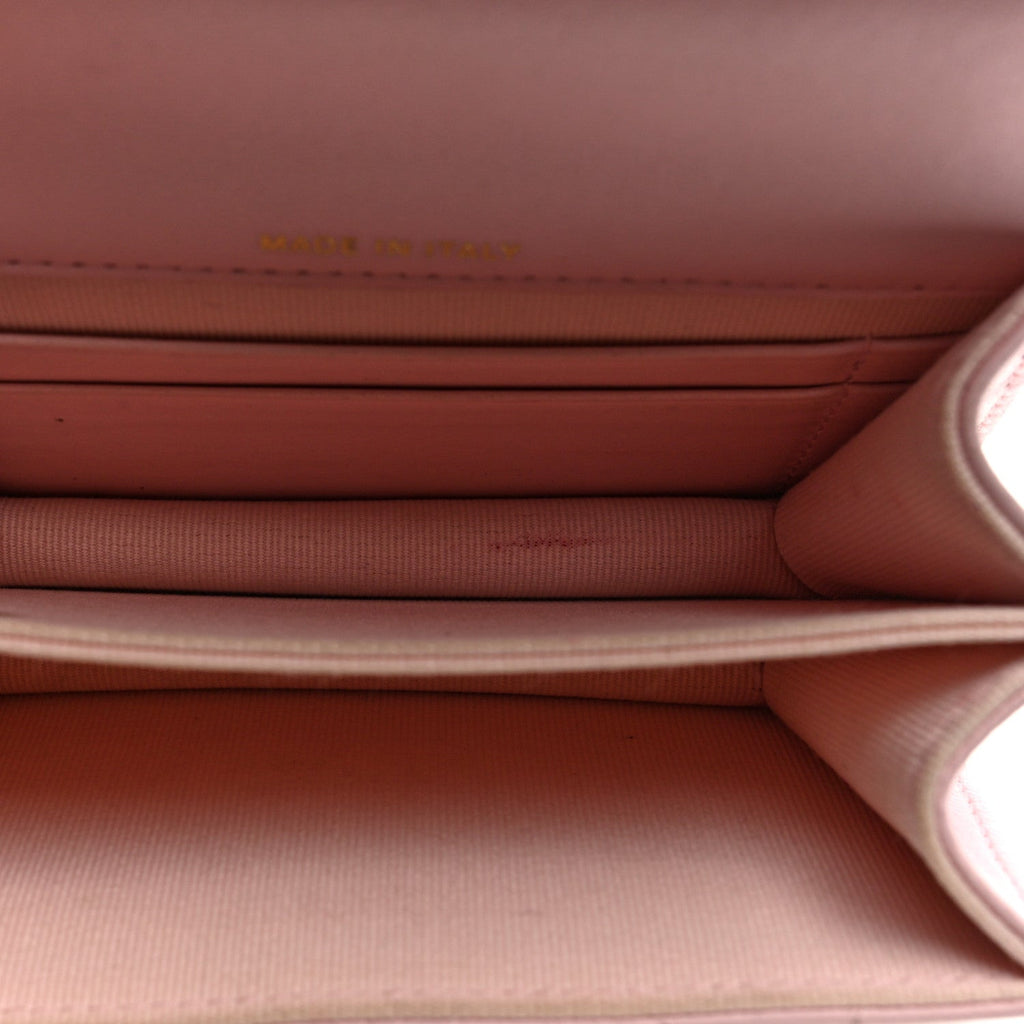 Chanel Lambskin Quilted Pick Me Up Clutch With Chain Pink