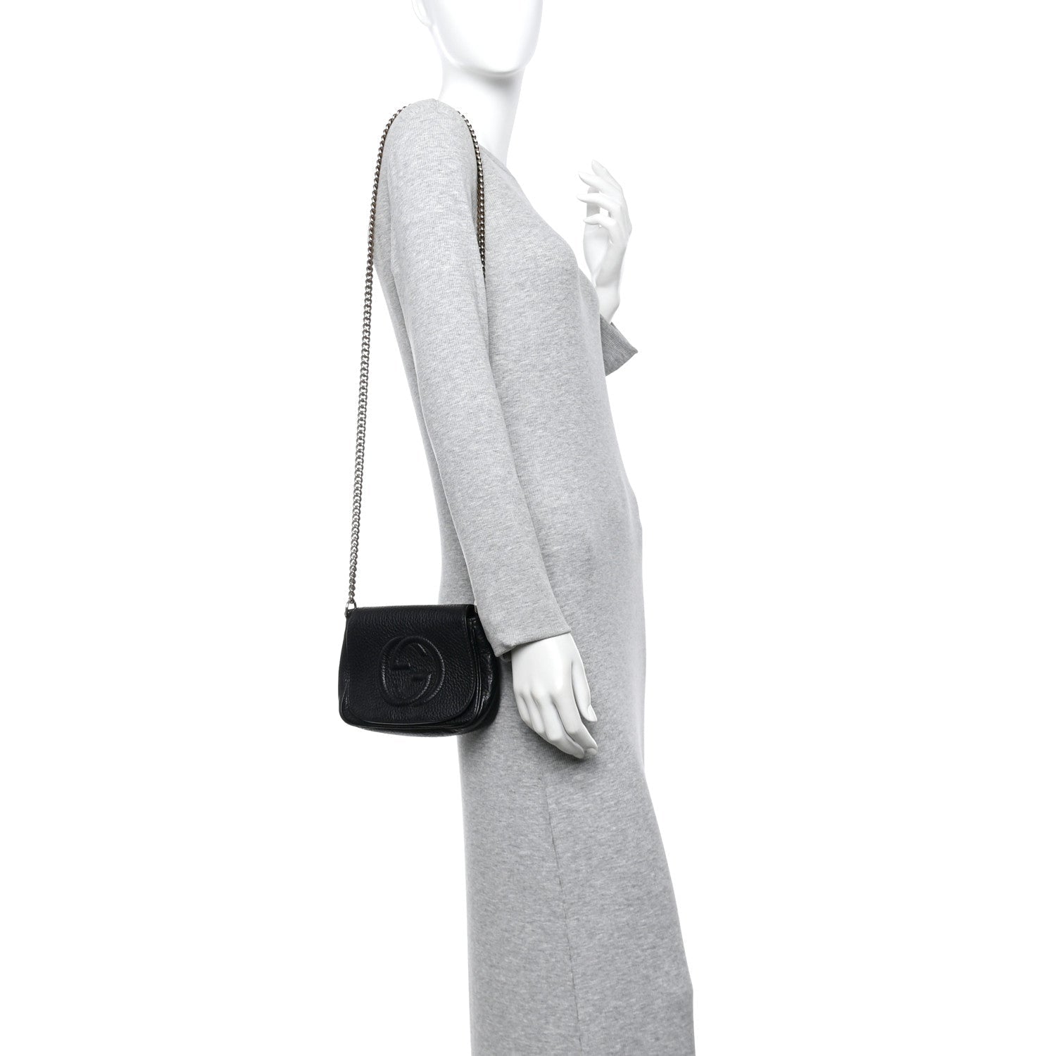 Gucci Pebbled Calfskin Small Soho Flap Crossbody Black