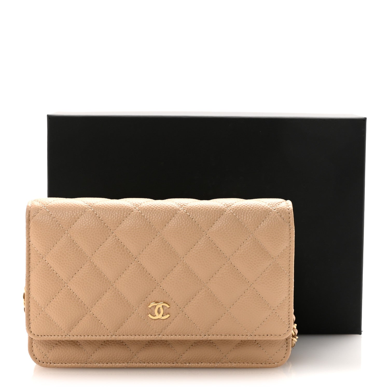 Chanel Caviar Quilted Wallet on Chain WOC Beige