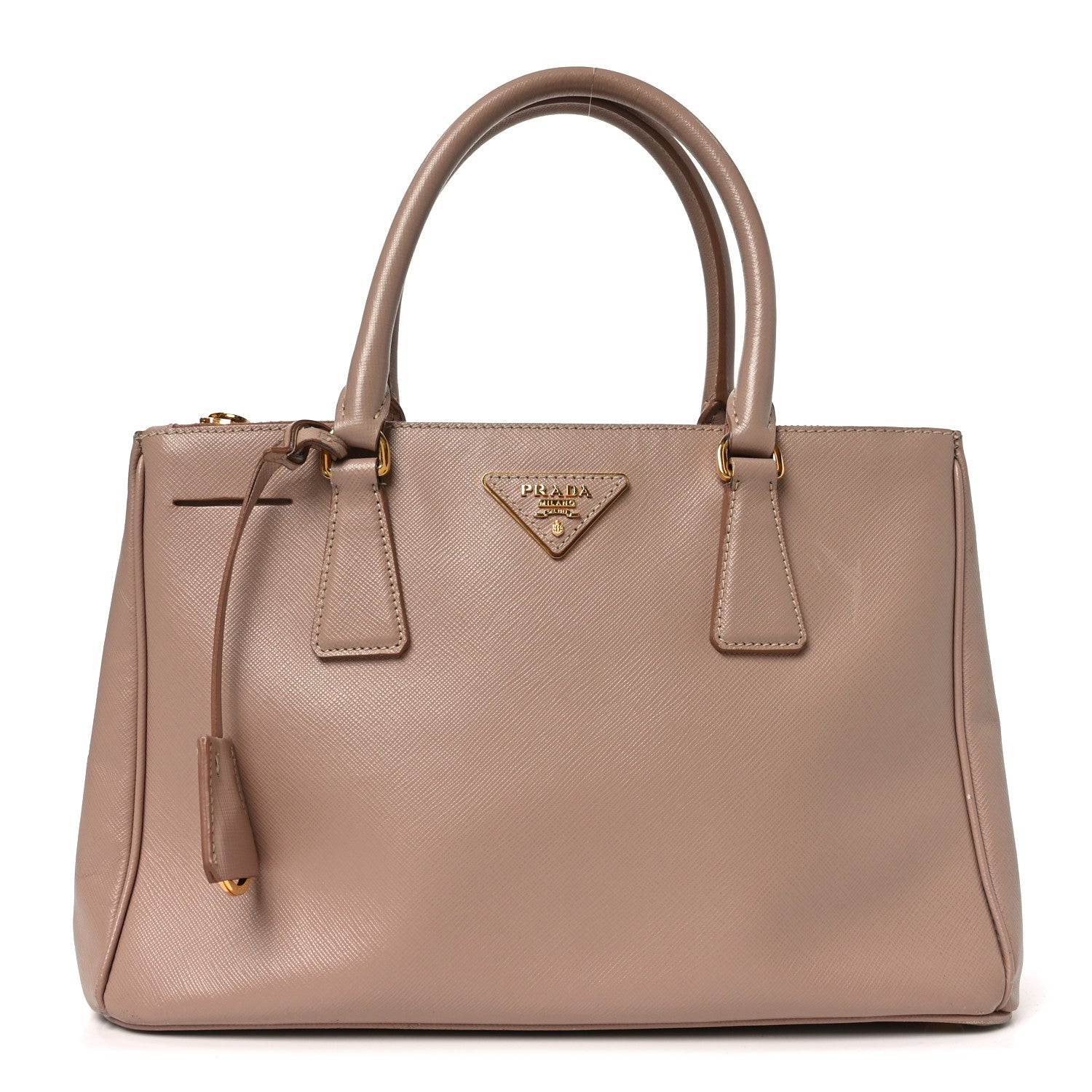 Prada Saffiano Small Galleria Double Zip Tote Cammeo