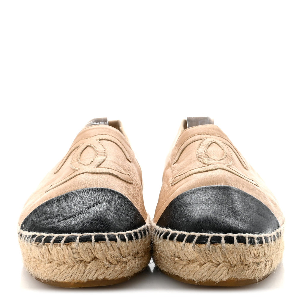 Lambskin CC Espadrilles 38 Beige Black